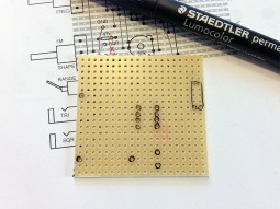 Making marks on the stripboard helps when placing components